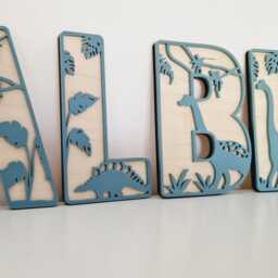 Wooden Dinosaur Letters Alphabet, Personalised Wall Name Sign, Dino Theme Nursery Decor, Childrens Bedroom, Girl Boy Kids Room Accessory - thumbnail 4