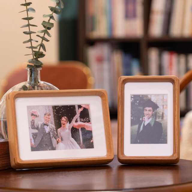 Picture Frame - Solid Wood Christmas Personalized Gifts Teak & Black Walnut Wall Hanging Or Table Top Rustic Style - image 1