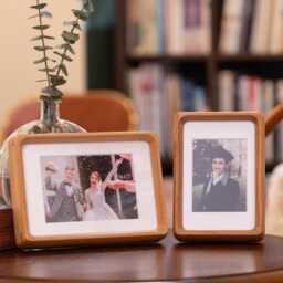 Picture Frame - Solid Wood Christmas Personalized Gifts Teak & Black Walnut Wall Hanging Or Table Top Rustic Style - thumbnail 1