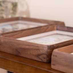 Picture Frame - Solid Wood Christmas Personalized Gifts Teak & Black Walnut Wall Hanging Or Table Top Rustic Style - thumbnail 2