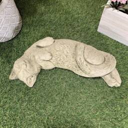 Stone Garden Laying Stretching Playing Cat Kitten Lawn Statue Ornament - thumbnail 2