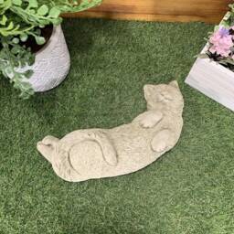 Stone Garden Laying Stretching Playing Cat Kitten Lawn Statue Ornament - thumbnail 3