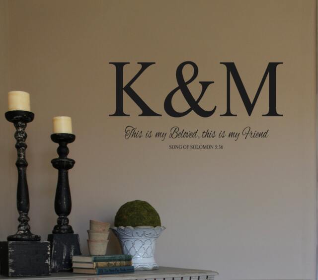 Monogram Initials-Vinyl Wall Decal-Beloved-Friend-Song Of Solomon 5-36 -Scripture-Bible Verse - Personalized Quotes - Wedding - image 1