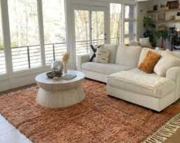 Solid Brown Abstract Moroccan Rug - Hand Tufted Earthy Tone Berber Shag Carpet Large Living Room Area