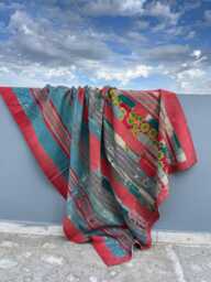 Vintage Indian Kantha Quilt Reversible Patchwork Block Print Cotton Handmade Bedspread - thumbnail 1