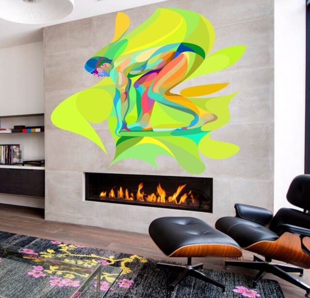 Painteeze Swimmer, Swimming Painting Like Modern Wall Decor Decal Sticker Cfb 19