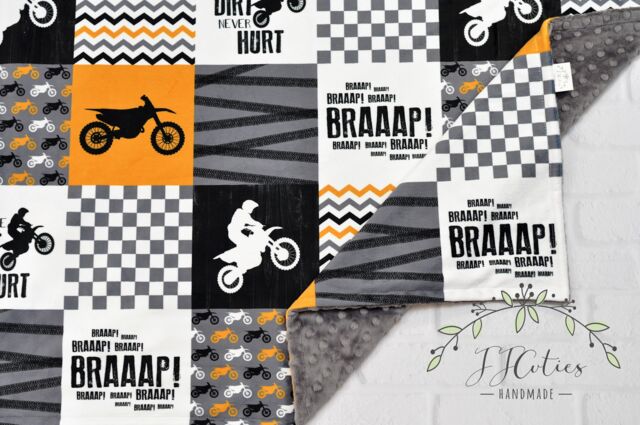 Dirt Bike Baby Blanket-Motocross Personalized Minky Blanket-Motorcross Blanket-Motocycle Boy Girl Blanket Nursery - image 1
