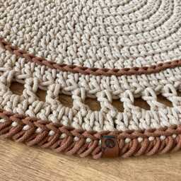 Handmade Crochet Rug Round Boho Scandinavian Style, Custom Cotton Floor Mat - thumbnail 3