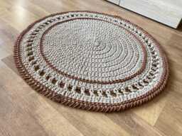 Handmade Crochet Rug Round Boho Scandinavian Style, Custom Cotton Floor Mat - thumbnail 1
