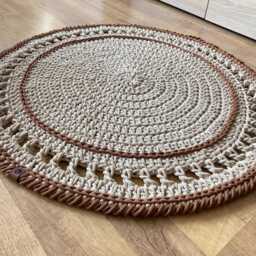 Handmade Crochet Rug Round Boho Scandinavian Style, Custom Cotton Floor Mat - thumbnail 2
