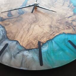 Custom Resin & Olive Wood Wall Clock Live Edge Rustic Home Decor - thumbnail 4