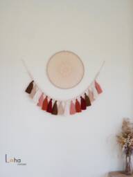Macrame Tassel Garland Blush Terracotta Wood Bead Wall Decor