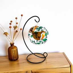 Hand Painted Robin Glass Tealight Holder Nature Home Decor - thumbnail 2