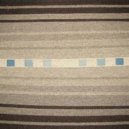 Handwoven Runner Rug Natural Wool, Blue & Beige Striped Gradient - thumbnail 3