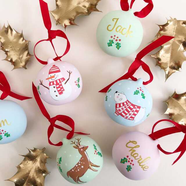 Personalised Hand Illustrated Reindeer, Polar Bear Or Snowman Christmas Bauble Gift - image 1