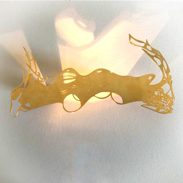 Gold Abstract Wall Light Graffiti Art Sculpture Modern Minimal Silver Lightning Home Design Style Gift - image 1