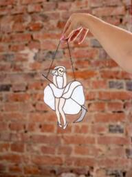 Halloween Stained Glass Suncatcher Marilyn Woman Monro Home House Window Wall Hangings Horror Ornament Gift Witch Decor - thumbnail 1