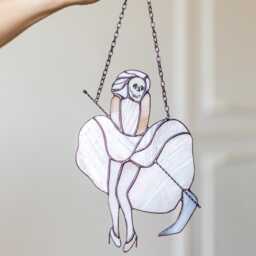Halloween Stained Glass Suncatcher Marilyn Woman Monro Home House Window Wall Hangings Horror Ornament Gift Witch Decor - thumbnail 3