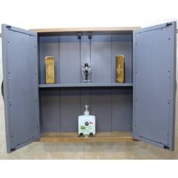 Bathroom Storage Cabinet Grey Painted Wall Mounted Mirrored 352G - thumbnail 3