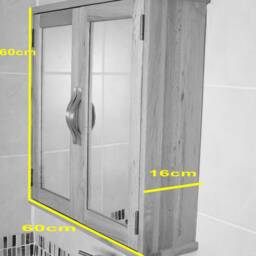 Bathroom Storage Cabinet Grey Painted Wall Mounted Mirrored 352G - thumbnail 4