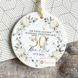 Personalised Golden Gold Wedding Anniversary Cushion Anniversary Gift 50Th 50 Cushion Ruby Emerald Silver - thumbnail 4