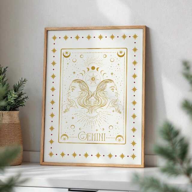 Gemini Zodiac Aesthetic Wall Art, Trendy Print, Astrology Decor, Celestial Star Sign Poster, Spiritual Gift - image 1