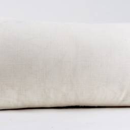 Embroidered Floral Lumbar Pillow Cover, Blue Brown Linen - thumbnail 4