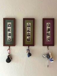 Custom Photo Strip Key Holder Frame, Personalized Photobooth Picture Frame With Hook, Vintage Wood Wall For Keys - thumbnail 1