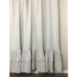 Natural Linen Curtains With Two Tiered Of Mermaid Long Ruffles, Farm House Style, Ruffled Curtains, Extra Long Shabby Chic, A Pair - thumbnail 2