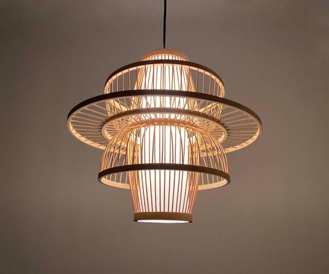 Handmade Bamboo Pendant Light Bud-Shaped Woven Ceiling Lamp - image 1