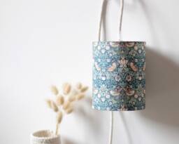 Portable Lamp, English Garden Style, Wall Floral Fabric, Light Fixture, Pendant Bedside William Morris, Liberty Strawberry