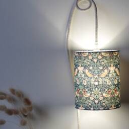 Portable Lamp, English Garden Style, Wall Floral Fabric, Light Fixture, Pendant Bedside William Morris, Liberty Strawberry - thumbnail 2