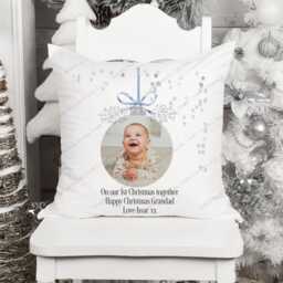 Christmas Gift, Photo Cushion, Bauble Baby 1st Christmas, Xmas Gift For Her - thumbnail 2