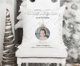 Christmas Gift, Photo Cushion, Bauble Baby 1st Christmas, Xmas Gift For Her - thumbnail 1
