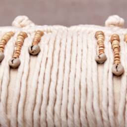 Off-White Cotton Macrame Bohemian, Bali Style Pillow Cover, Decorative Handmade Throw Cover, Embroidered Cover Wlcc049 - thumbnail 4