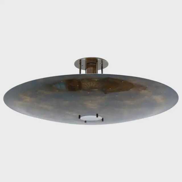 Mid Century 1950S Brass Sputnik Chandelier Flush Mount Ufo Ceiling Light Kalmar Stilnovo Modern Italian Fixture - image 1