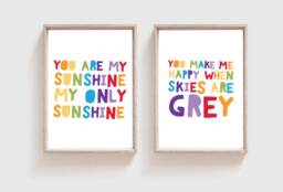 2 You Are My Sunshine Only Sunshine, Girls Nursery Prints, Boys Wall Art, Bedroom Decor, Decor - thumbnail 1