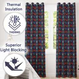 Vibrant Stained Glass Gothic Arch Multicolour Seamless Pattern Readymade Eyelet Ring Top Thermal 100% Blackout Curtains - thumbnail 3