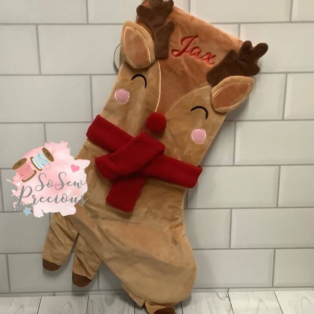 Personalised Sasse & Belle Rudolph Reindeer With Dangly Legs Christmas Stocking, Personalized - image 1
