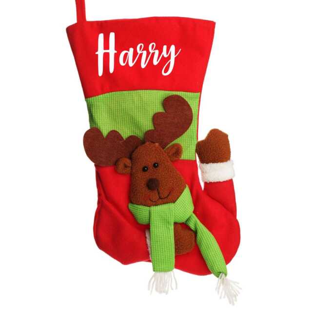 Personalised 3D Reindeer Christmas Stocking - image 1