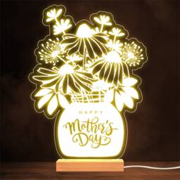 Happy Mother's Day Flowers in A Vase Mum Bouquet Personalised Gift Night Light - thumbnail 1