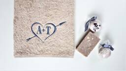 Custom Embroidered Cotton Towel, Personalized Wedding Anniversary Gift