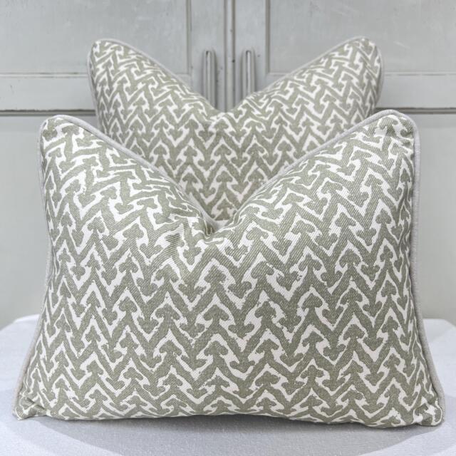 Cushions Made in Fermoie Rabanna Cotton Decorative Neutral Pale Olive Green Cushion Pillow Throw Cover - image 1