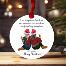 Best Friend Christmas Bauble, Personalised Friendship Ornament, Secret Santa Gifts, Bestie Present Xmas, Acrylic Tree Decoration - thumbnail 2