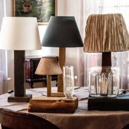 Table Lamp Base/Old Reclaimed Wood Table - thumbnail 4