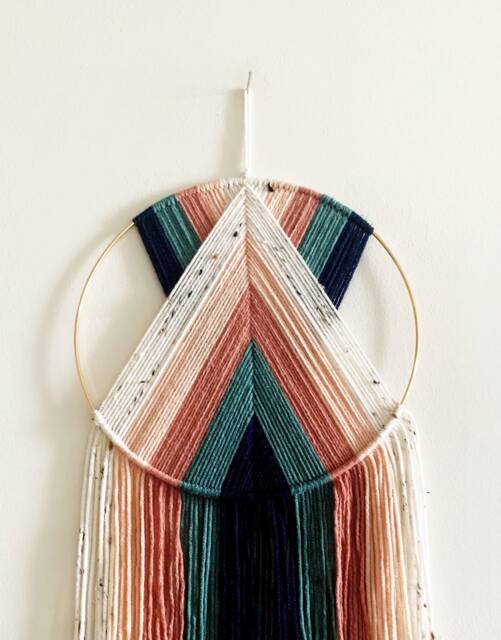 Yarn Hoop Wall Hanging, Modern Boho Nursery Decor - image 1