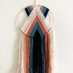 Yarn Hoop Wall Hanging, Modern Boho Nursery Decor - thumbnail 2