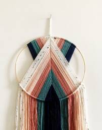 Yarn Hoop Wall Hanging, Modern Boho Nursery Decor - thumbnail 1