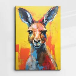 Colorful Kangaroo Animal Abstract Oil Painting Splatter Style Wall Art, Framed Canvas Poster Print, Home Kitchen Office Room Decor, Gifts - thumbnail 3