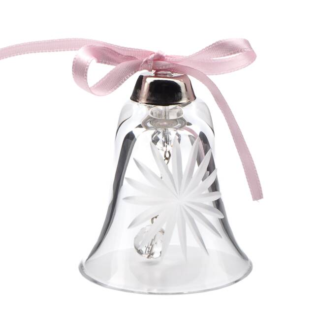 Hand Cut Starburst Crystal Glass Bell Christmas Tree Ornament - image 1